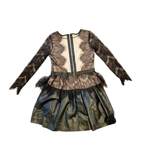Snidel Black and Nude Lace and Faux Leather Dress Size Medium - Picture 4 of 6